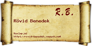 Rövid Benedek névjegykártya