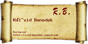 Rövid Benedek névjegykártya